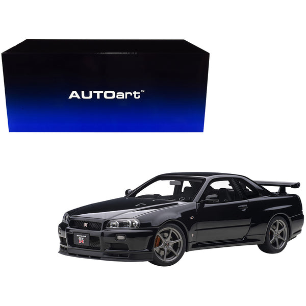 Nissan Skyline GT-R (R34) V-Spec II RHD (Right Hand Drive) Black Pearl 1/18 Model Car by Autoart