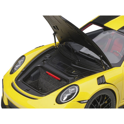 Porsche 911 (991.2) GT2 RS Weissach Package Racing Yellow with Carbon Stripes 1/18 Model Car by Autoart