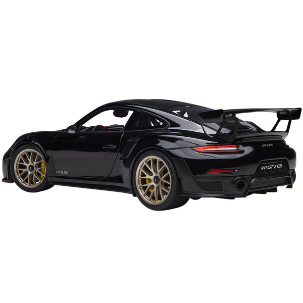 Porsche 911 (991.2) GT2 RS Weissach Package Black with Carbon Stripes 1/18 Model Car by Autoart