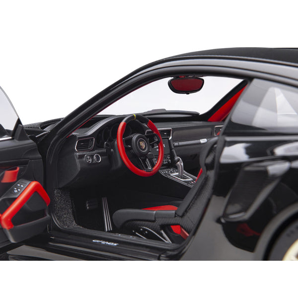 Porsche 911 (991.2) GT2 RS Weissach Package Black with Carbon Stripes 1/18 Model Car by Autoart