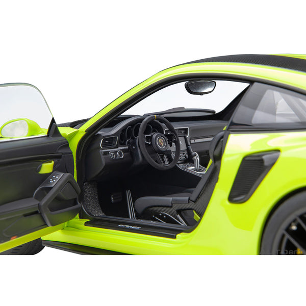 Porsche 911 (991.2) GT2 RS Weissach Package Acid Green with Carbon Stripes 1/18 Model Car by Autoart