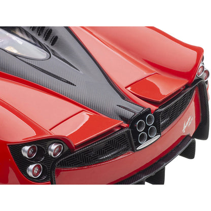 Pagani Huayra Roadster Rosso Monza Red and Carbon with Luggage Set 1/18 Model Car by Autoart