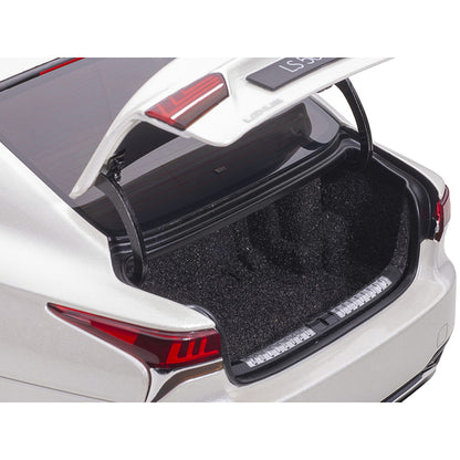 Lexus LS500h Sonic White Metallic with Crimson and Black Interior 1/18 Model Car by Autoart