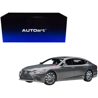 Lexus LS500h Manganese Luster Gray Metallic with Crimson and Black Interior 1/18 Model Car by Autoart