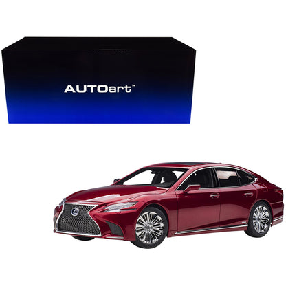 Lexus LS500h Morello Red Metallic with Chrome Wheels 1/18 Model Car by Autoart