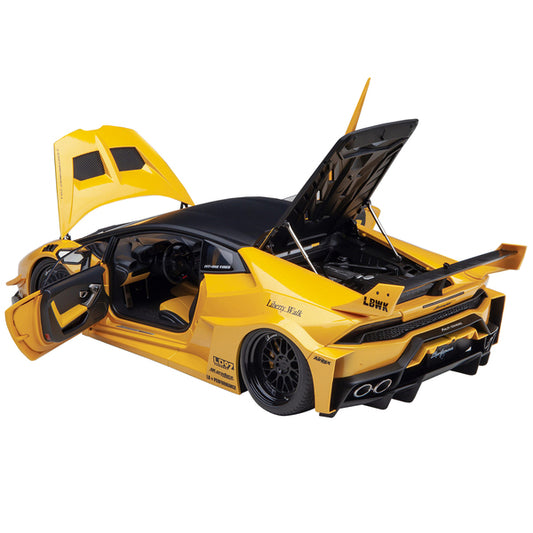 Lamborghini Huracan GT "LB-Silhouette Works" Yellow Metallic with Black Top 1/18 Model Car by Autoart