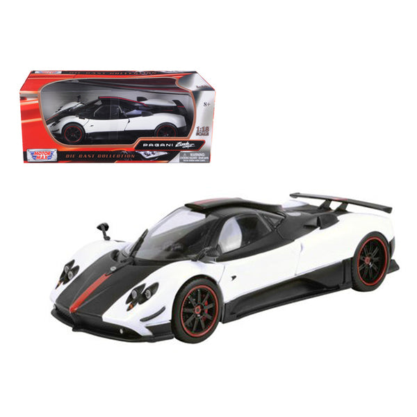 Pagani Zonda 5 Cinque White and Black 1/18 Diecast Model Car by Motormax