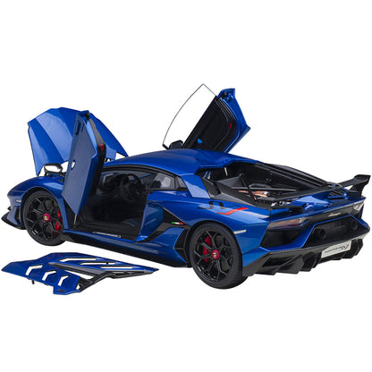 Lamborghini Aventador SVJ Blue Nethuns Metallic 1/18 Model Car by Autoart