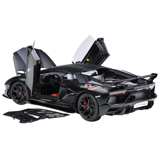 Lamborghini Aventador SVJ Nero Nemesis Matt Black 1/18 Model Car by Autoart