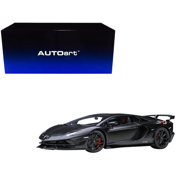 Lamborghini Aventador SVJ Nero Nemesis Matt Black 1/18 Model Car by Autoart