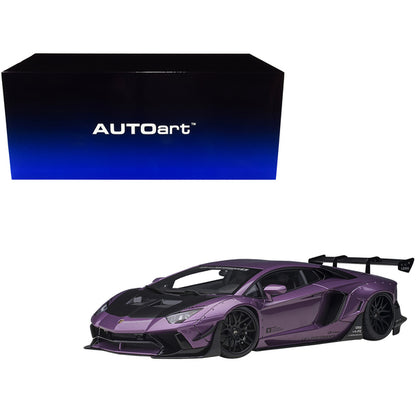 Lamborghini Aventador Liberty Walk LB-Works Viola SE30 Purple Metallic with Carbon Hood Limited Edition 1/18 Model Car by Autoart