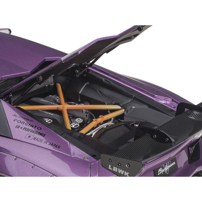 Lamborghini Aventador Liberty Walk LB-Works Viola SE30 Purple Metallic with Carbon Hood Limited Edition 1/18 Model Car by Autoart