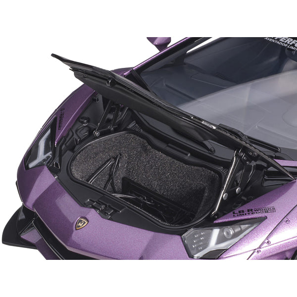 Lamborghini Aventador Liberty Walk LB-Works Viola SE30 Purple Metallic with Carbon Hood Limited Edition 1/18 Model Car by Autoart