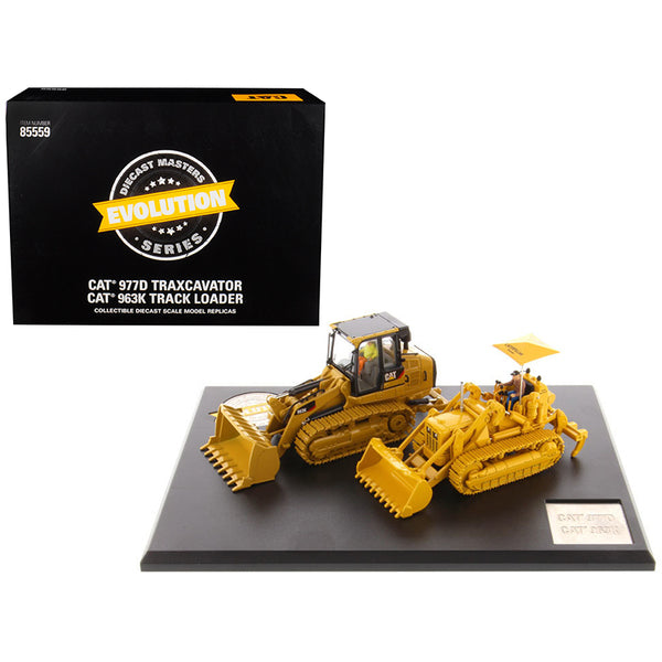 CAT Caterpillar 977D Traxcavator (Circa 1955-1960) and CAT Caterpillar 963K Track Loader (Current) with Operators "Evolution Series" 1/50 Diecast Models by Diecast Masters