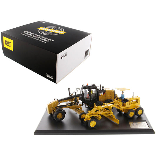 Cat Caterpillar No. 12 Motor Grader (Circa 1939-1959) and Cat Caterpillar 12M3 Motor Grader (Current) with Operators "Evolution Series" Set of 2 pieces 1/50 Diecast Models by Diecast Masters