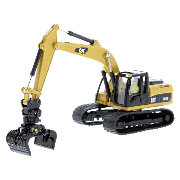 CAT Caterpillar 320D L Hydraulic Excavator with Multiple Work Tools and Operator "High Line" Series 1/87 (HO) Scale Diecast Model by Diecast Masters