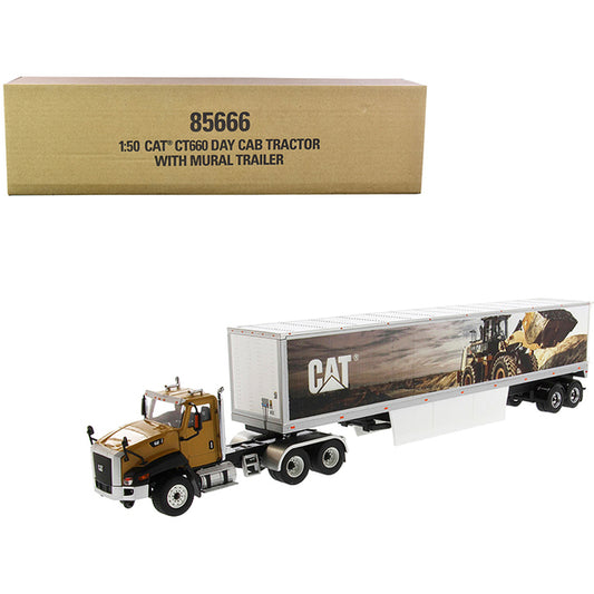 CAT Caterpillar CT660 Day Cab with Caterpillar Mural Dry Van Trailer "Transport Series" 1/50 Diecast Model by Diecast Masters