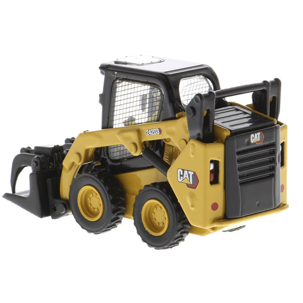 CAT Caterpillar 242D3 Wheeled Skid Steer Loader with Work Tools and Operator Yellow "High Line Series" 1/50 Diecast Model by Diecast Masters