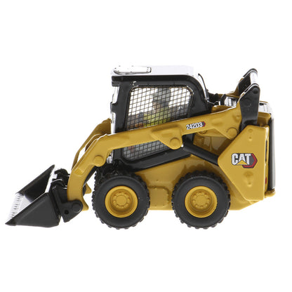 CAT Caterpillar 242D3 Wheeled Skid Steer Loader with Work Tools and Operator Yellow "High Line Series" 1/50 Diecast Model by Diecast Masters