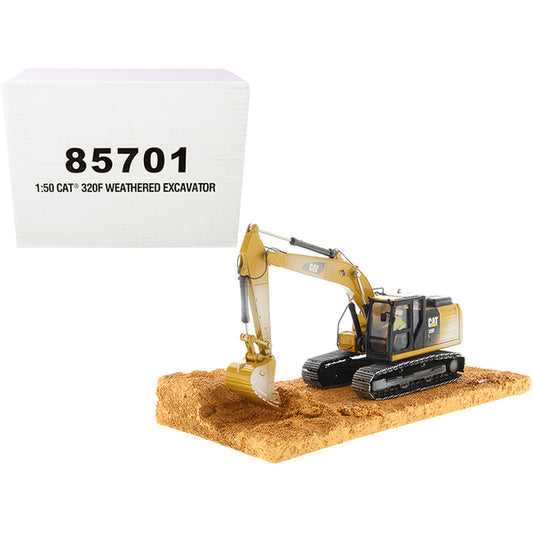 CAT Caterpillar 320F Weathered Tracked Excavator with Operator "Weathered Series" 1/50 Diecast Model by Diecast Masters