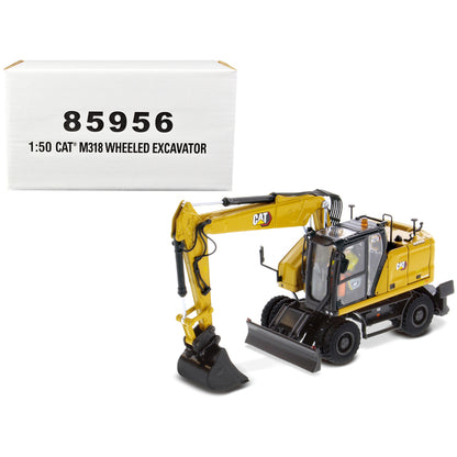 CAT Caterpillar M318 Wheeled Excavator Yellow with Operator "High Line" Series 1/50 Diecast Model by Diecast Masters