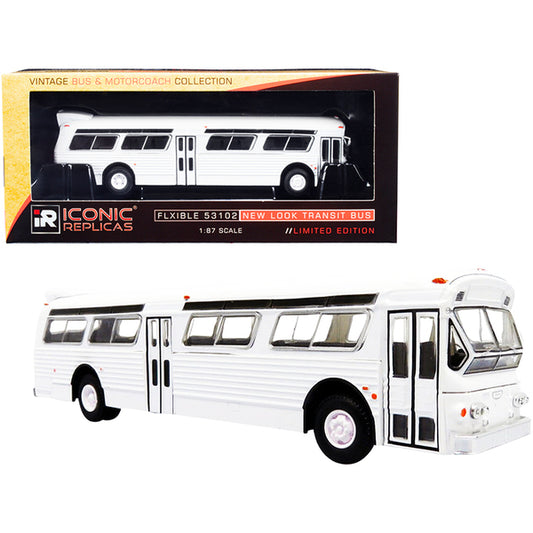 Flxible 53102 Transit Bus with A/C Unit Blank White "Vintage Bus & Motorcoach Collection" 1/87 Diecast Model by Iconic Replicas