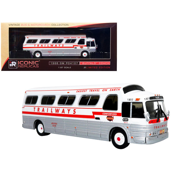 1966 GM PD4107 "Buffalo" Coach Bus "Trailways" Destination: "Miami" (Florida) "Vintage Bus & Motorcoach Collection" 1/87 Diecast Model by Iconic Replicas