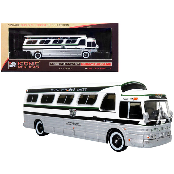 1966 GM PD4107 "Buffalo" Coach Bus "Peter Pan Bus Lines" Destination: "Providence" (Rhode Island) "Vintage Bus & Motorcoach Collection" 1/87 Diecast Model by Iconic Replicas