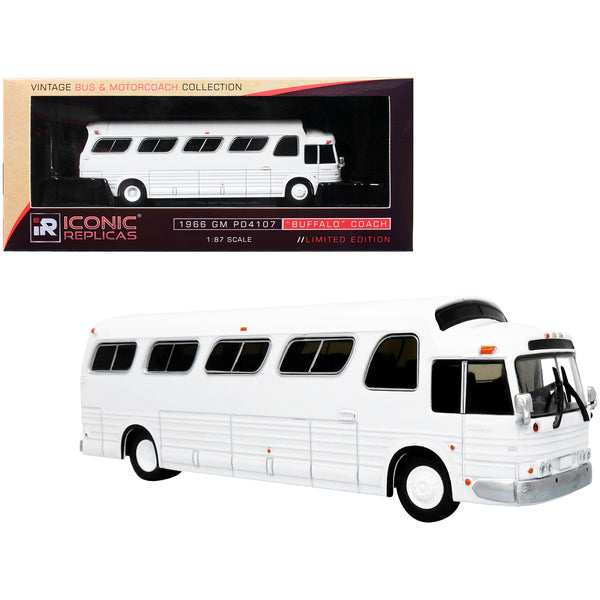 1966 GM PD4107 "Buffalo" Coach Bus Blank White "Vintage Bus & Motorcoach Collection" 1/87 Diecast Model by Iconic Replicas