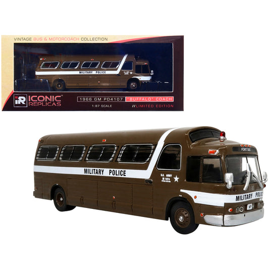 1966 GM PD4107 "Buffalo" Coach Bus U.S. Army Military Police Destination: "Fort Dix" "Vintage Bus & Motorcoach Collection" 1/87 Diecast Model by Iconic Replicas