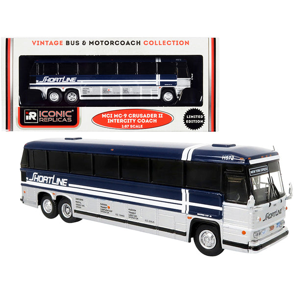 1980 MCI MC-9 Crusader II Intercity Coach Bus "New York Express" "Short Line Bus Company" "Vintage Bus & Motorcoach Collection" 1/87 (HO) Diecast Model by Iconic Replicas