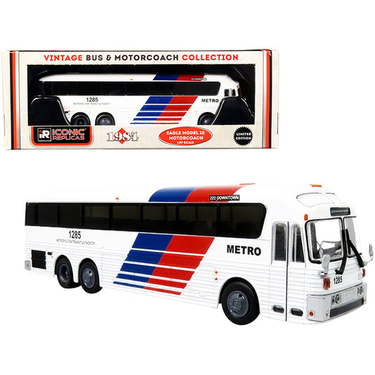 1984 Eagle Model 10 Motorcoach Bus #222 "Grand Parkway Downtown" Houston Metropolitan Transit Authority (Texas) "Vintage Bus & Motorcoach Collection" 1/87 (HO) Diecast Model by Iconic Replicas