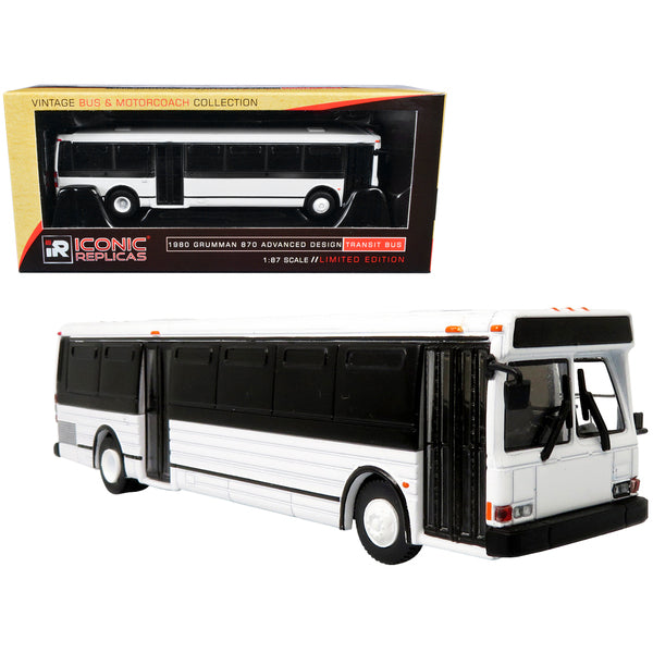 1980 Grumman 870 Advanced Design Transit Bus Plain White "Vintage Bus & Motorcoach Collection" 1/87 Diecast Model by Iconic Replicas