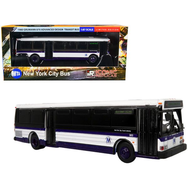 1980 Grumman 870 Advanced Design Transit Bus MTA New York City Bus "B64 Coney Island" "Vintage Bus & Motorcoach Collection" 1/87 Diecast Model by Iconic Replicas