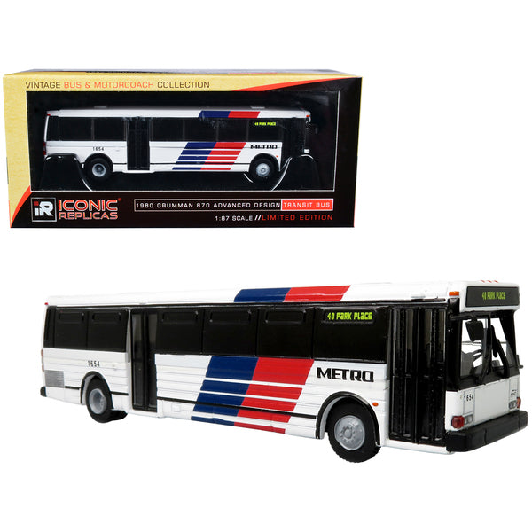 1980 Grumman 870 Advanced Design Transit Bus Metro Houston "40 Park Place" "Vintage Bus & Motorcoach Collection" 1/87 Diecast Model by Iconic Replicas