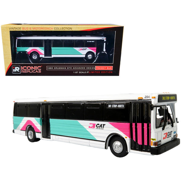 1980 Grumman 870 Advanced Design Transit Bus CAT (Citizens Area Transit) Las Vegas "301 Strip-North" "Vintage Bus & Motorcoach Collection" 1/87 Diecast Model by Iconic Replicas