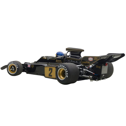 Lotus 72E 1973 Ronnie Peterson #2 with Driver Figurine in Cockpit 1/18 Model Car by Autoart