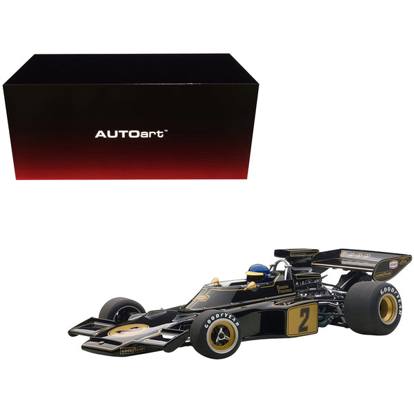 Lotus 72E 1973 Ronnie Peterson #2 with Driver Figurine in Cockpit 1/18 Model Car by Autoart