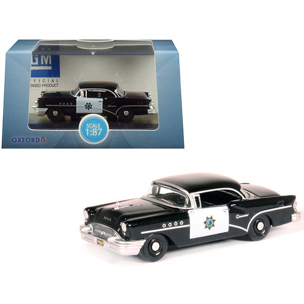 1955 Buick Century "California Highway Patrol" (CHP) Black 1/87 (HO) Scale Diecast Model Car by Oxford Diecast