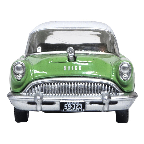 1954 Buick Century Estate Wagon Willow Green and White 1/87 (HO) Scale Diecast Model Car by Oxford Diecast