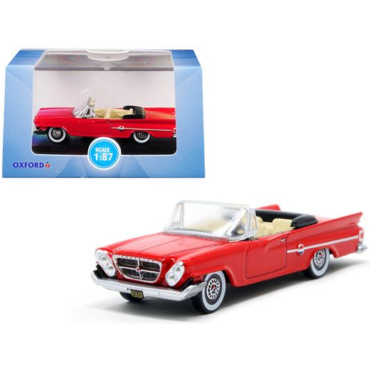 1961 Chrysler 300 Convertible Mardi Gras Red 1/87 (HO) Scale Diecast Model Car by Oxford Diecast