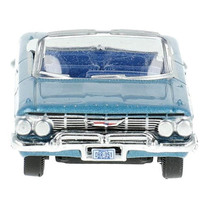 1961 Chevrolet Impala Convertible Jewel Blue Metallic and White with Blue Interior 1/87 (HO) Scale Diecast Model Car by Oxford Diecast