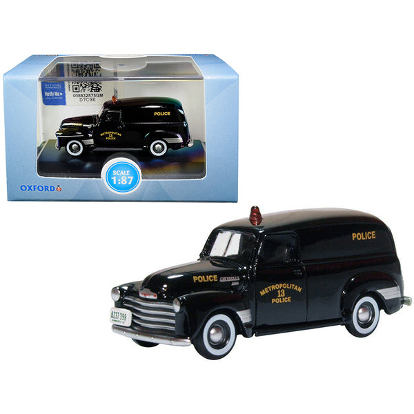 1950 Chevrolet Panel Van Black "Metropolitan 13 Police" (Washington D.C.) 1/87 (HO) Scale Diecast Model Car by Oxford Diecast