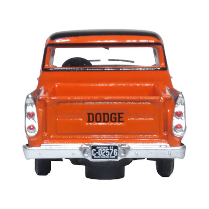 1957 Dodge D100 Sweptside Pickup Truck Omaha Orange and Jewel Black 1/87 (HO) Scale Diecast Model Car by Oxford Diecast