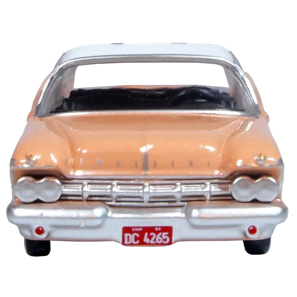 1959 Chrysler Imperial Crown 2 Door Hardtop Persian Pink with White Top 1/87 (HO) Scale Diecast Model Car by Oxford Diecast