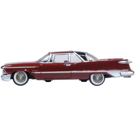 1959 Chrysler Imperial Crown 2 Door Hardtop Radiant Red with Black Top 1/87 (HO) Scale Diecast Model Car by Oxford Diecast