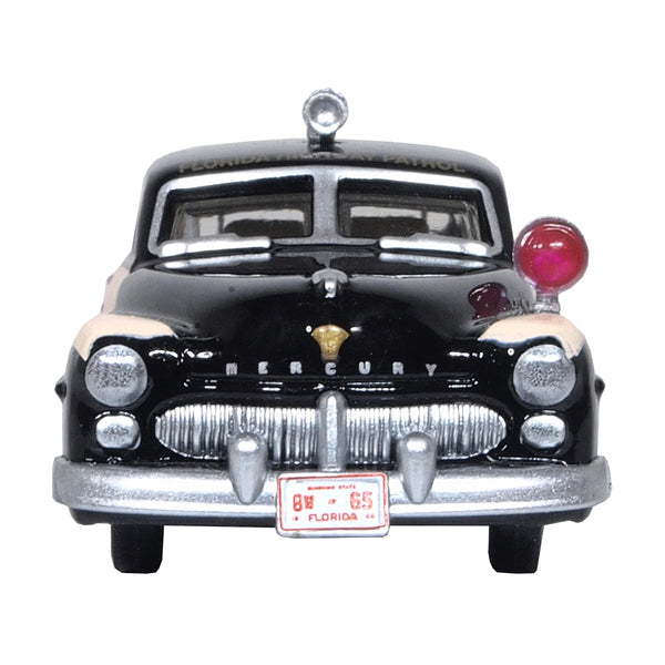 1949 Mercury Monarch Police Black and White "Florida Highway Patrol" 1/87 (HO) Scale Diecast Model Car by Oxford Diecast