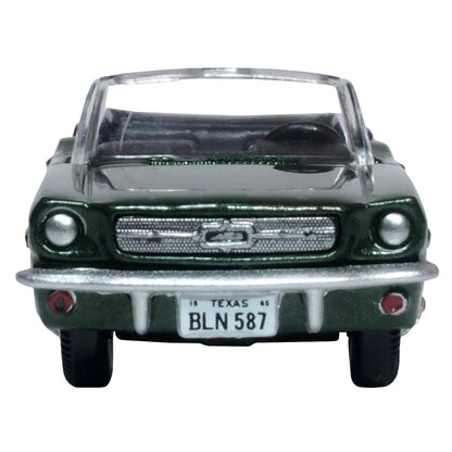 1965 Ford Mustang Convertible Ivy Green Metallic 1/87 (HO) Scale Diecast Model Car by Oxford Diecast