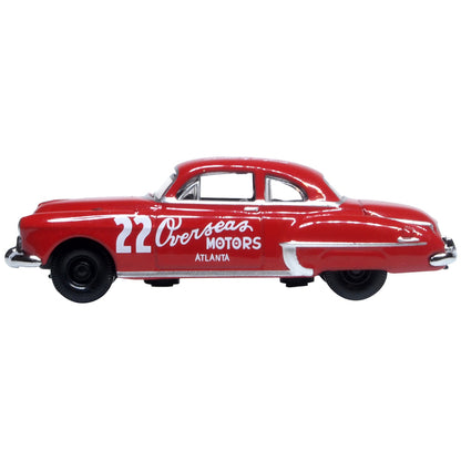 1949 Oldsmobile Rocket 88 Coupe #22 "Overseas Motors Atlanta" Red 1/87 (HO) Scale Diecast Model Car by Oxford Diecast