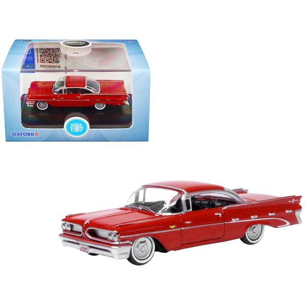 1959 Pontiac Bonneville Coupe Mandalay Red 1/87 (HO) Scale Diecast Model Car by Oxford Diecast